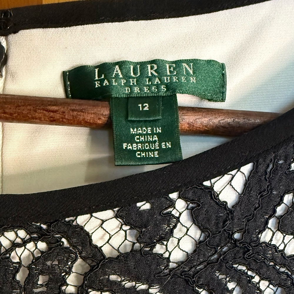 Lauren Ralph Lauren Elegant Black and White Lace Mini Dress - Picture 7 of 7